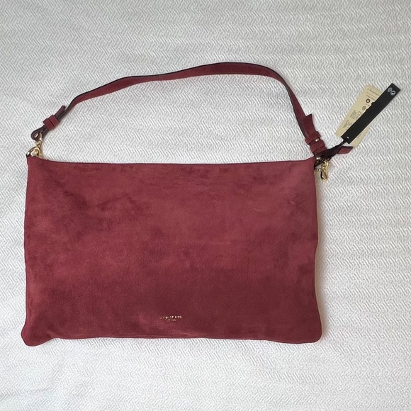 NWT - Suede Hobo Burgundy Slouchy Messenger Shoulder/Crossbody Bag Made in Italy - Picture 4 of 10